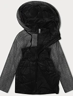 Volná bunda s odepínací kapucí Vaston black-melange (SJ218-036#)