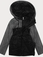 Volná bunda s odepínací kapucí Vaston black-melange (SJ218-036#)