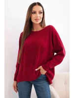 Dámský svetr s delším zadním dílem a bordó model 21731264 - K-Fashion Dámský svetr s delším zadním dílem a bordó model 21731264 - K-Fashion