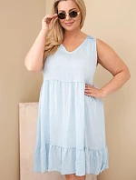 Dámské šaty plus size z viskózy s krajkou bez rukávů modré