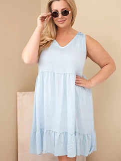 Dámské šaty plus size z viskózy s krajkou bez rukávů modré