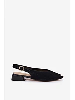 Kožené semišové dámské sandály na nízkém podpatku D&A CR61-3050 Černé