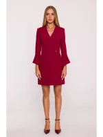 M876 Šaty s širokými manžetami - bordó M876 Šaty s širokými manžetami - bordó