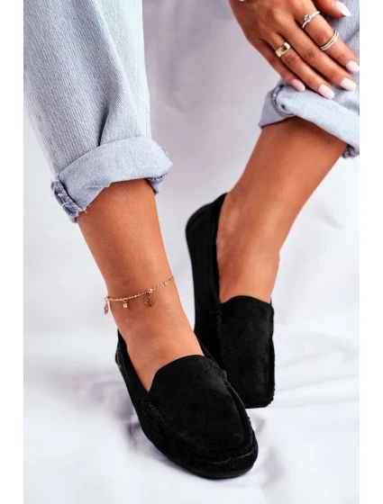 Dámské Semišové Mokasíny černé Morreno