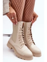 Kožené dámské pracovní boty šněrovací světle béžová Nicole Kožené dámské pracovní boty šněrovací světle béžová Nicole