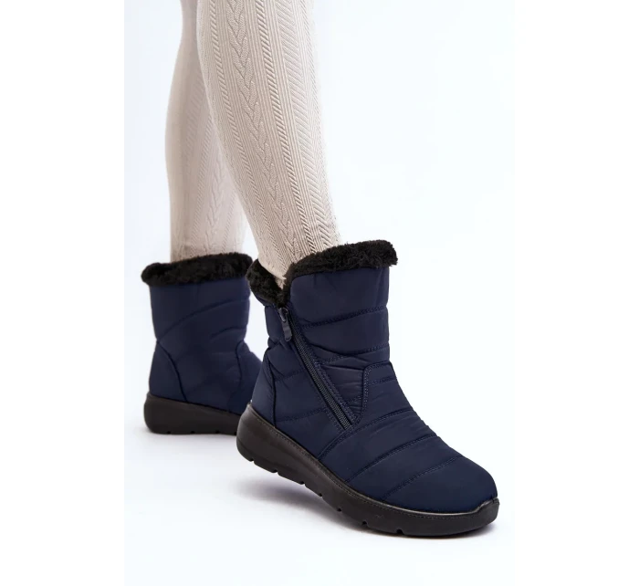 Dámské sněhule na zip s kožíškem, tmavě modrá Zeuna Dámské sněhule na zip s kožíškem, tmavě modrá Zeuna