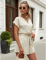 Dámský letní overal se zavazováním v pase žlutý FashionStreet EY2647