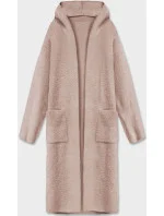 Dlouhý béžový vlněný přehoz přes oblečení typu alpaka s kapucí model 18059173 - MADE IN ITALY Dlouhý béžový vlněný přehoz přes oblečení typu alpaka s kapucí model 18059173 - MADE IN ITALY