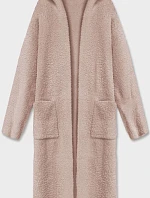 Dlouhá vlněná pláštěnka z alpaky s kapucí béžová (M105-1)