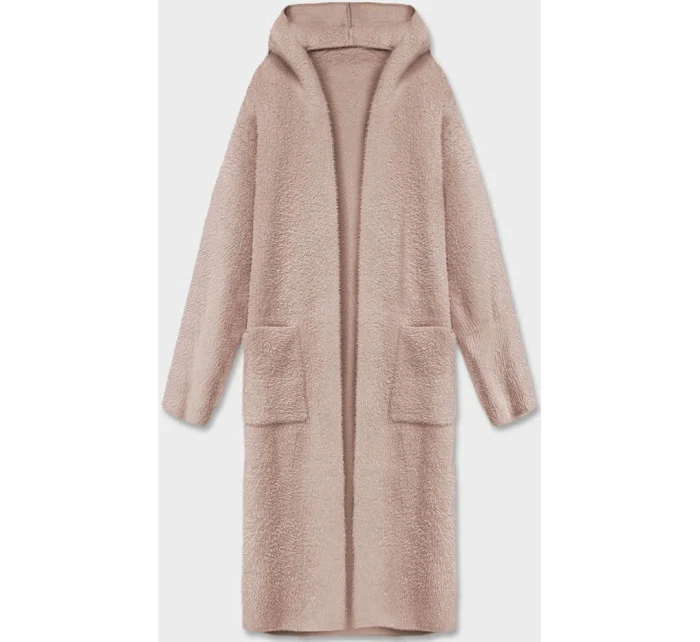 Dlouhý béžový vlněný přehoz přes oblečení typu alpaka s kapucí model 18059173 - MADE IN ITALY Dlouhý béžový vlněný přehoz přes oblečení typu alpaka s kapucí model 18059173 - MADE IN ITALY