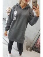 Mikina s kapucí a nášivkami grafitová