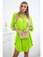 Šaty se zapínáním na knoflíky a zavazováním v pase zelený model 20527867 - K-Fashion Šaty se zapínáním na knoflíky a zavazováním v pase zelený model 20527867 - K-Fashion