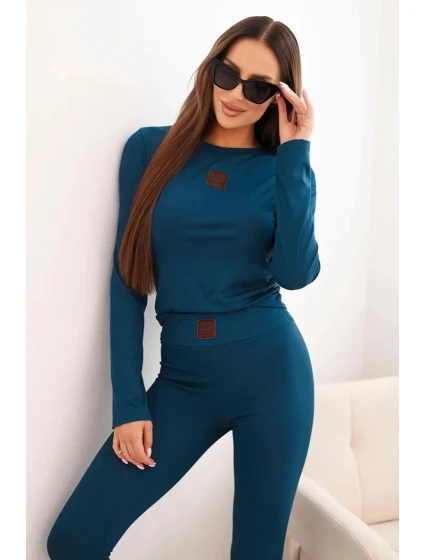 Dámská bavlněná souprava s dlouhým rukávem a legínami mořská Dámská bavlněná souprava s dlouhým rukávem a legínami mořská