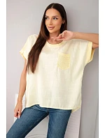 Dámská bavlněná oversized halenka s kapsou a model 22214703 žlutá - K-Fashion Dámská bavlněná oversized halenka s kapsou a model 22214703 žlutá - K-Fashion