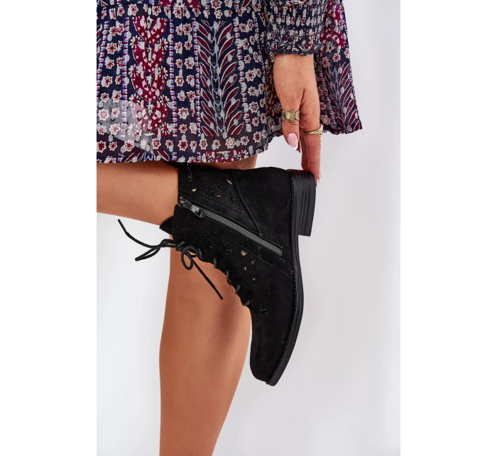 Šněrovací Boty S Vzorem  Černé model 21685103 - S.Barski