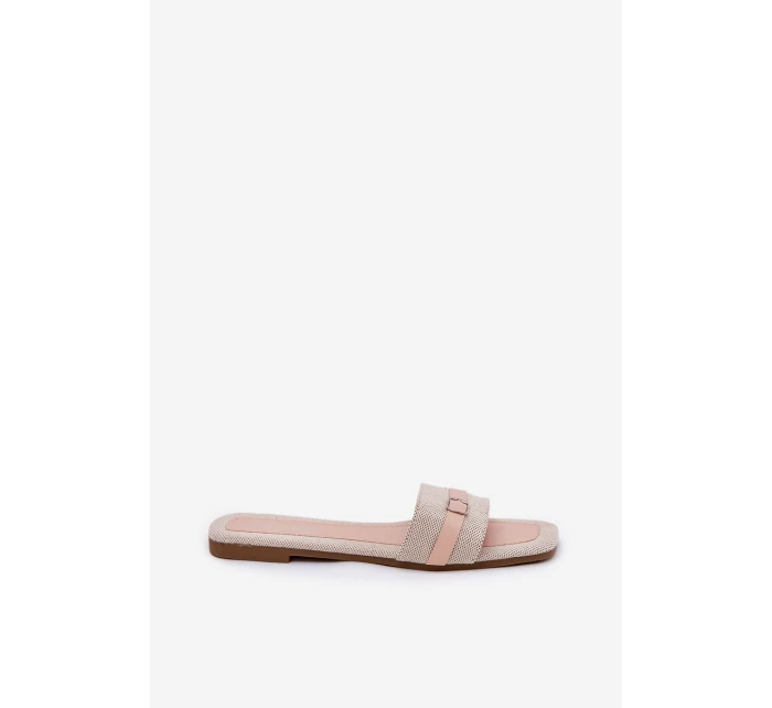 Ploché Dámské Pantofle S Páskem A Béžové model 21689551 - Boto Ploché Dámské Pantofle S Páskem A Béžové model 21689551 - Boto