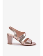 Dámské Sandály Na Podpatku Sergio Leone SK866 Růžové Zlato Dámské Sandály Na Podpatku Sergio Leone SK866 Růžové Zlato