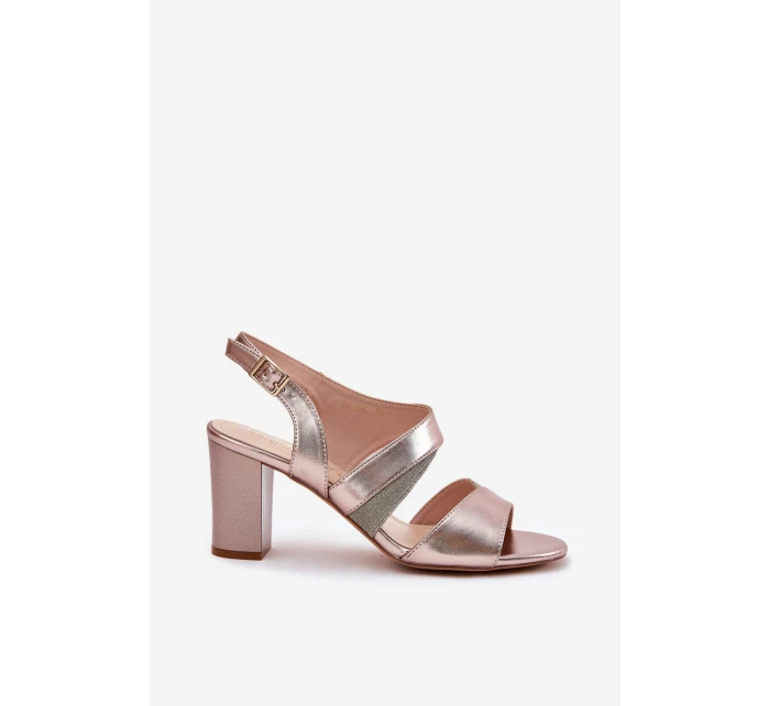 Dámské Sandály Na Podpatku Sergio Leone SK866 Růžové Zlato Dámské Sandály Na Podpatku Sergio Leone SK866 Růžové Zlato