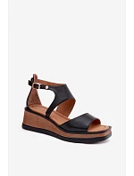 Kožené sandály na  Černé model 22125796 - Maciejka