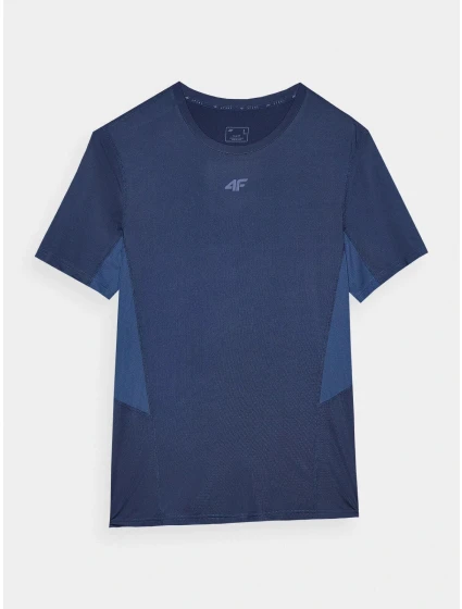 Pánské sportovní tričko slim z recyklovaných materiálů 4F - denim Pánské sportovní tričko slim z recyklovaných materiálů 4F - denim