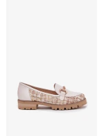 Dámské kožené mokasíny se zlatým detailem Laura Messi – světle béžové