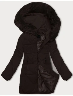 Dámská zimní bunda v čokoládové barvě s kapucí model 21439668 - J.STYLE