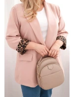 Dámská model 21959082 bunda Plus Size s podšívkou v leopardím vzoru tmavě pudrově růžová - K-Fashion