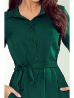 Košilové šaty Numoco SANDY - tmavě zelené