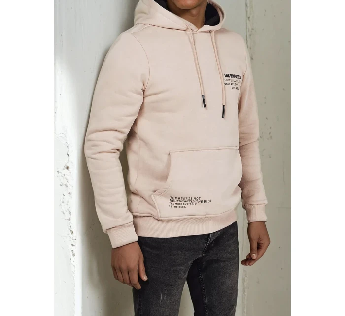 Pánská mikina s kapucí světle béžová Dstreet model 21975994 - FashionStreet Pánská mikina s kapucí světle béžová Dstreet model 21975994 - FashionStreet