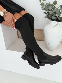 Dámské kozačky nad kolena černé FashionStreet ZY1006