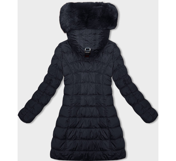 Tmavě modrá dámská zimní bunda s kapucí (LHD-23013)