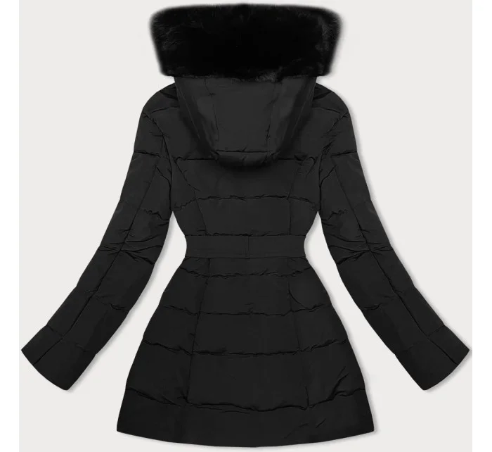 Černá dámská zimní bunda s kožešinou model 21247264 - J.STYLE Černá dámská zimní bunda s kožešinou model 21247264 - J.STYLE