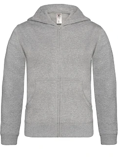 B&C Hooded Full Zip /kids Dětská mikina s kapucí 01.0682 heather grey