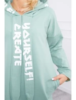 Oversize šaty s kapucí tmavě mátové Oversize šaty s kapucí tmavě mátové