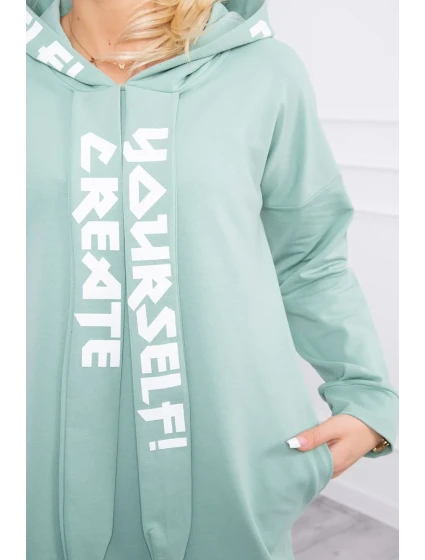 Oversize šaty s kapucí tmavě mátové Oversize šaty s kapucí tmavě mátové