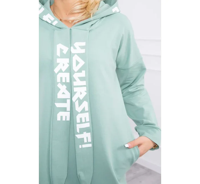 Oversize šaty s kapucí tmavě mátové Oversize šaty s kapucí tmavě mátové