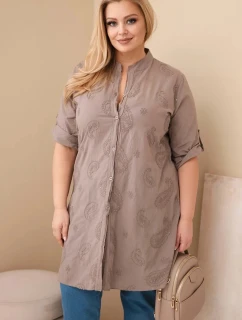 Dámské šaty Plus Size s model 21959158 a ohrnutým rukávem fango - K-Fashion