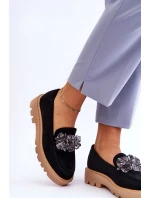 Módní semišové mokasíny s krystaly Černé model 21615397 - VINCEZA Módní semišové mokasíny s krystaly Černé model 21615397 - VINCEZA