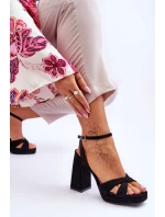 semišové sandály na podpatku Černé model 21618959 - Boto