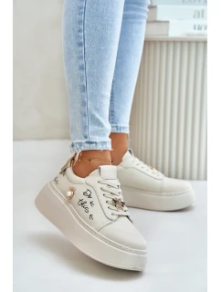 Dámské Kožené Sneakersy Na Platformě S A  Béžové model 21675580 - VINCEZA