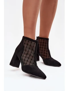 Damské kotníkové boty na podpatku sítě D A LZ52 944 černé