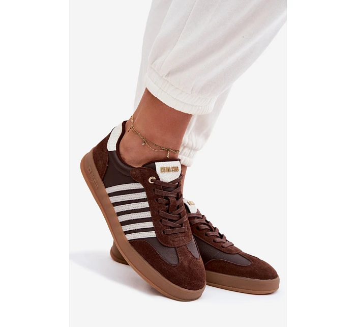 Dámské tenisky z pravé kůže a semiše Big Star model 22042822 Čokoládové - Big Star Shoes