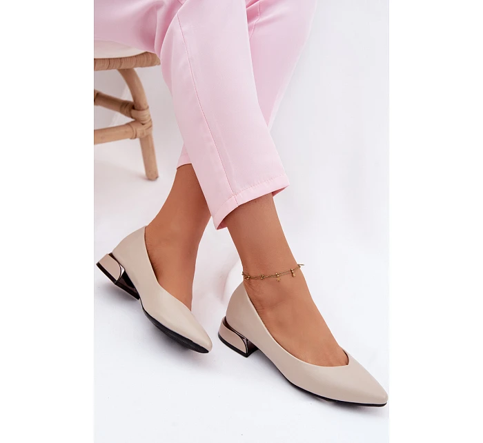 Baleríny Vinceza Béžové na nízkém podpatku