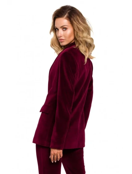 M643 Sametové sako s jedním knoflíkem - bordó