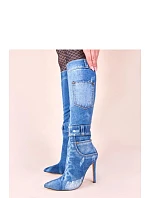 Dámské kozačky na podpatku model 22038538 Jeans modrá - Step in style