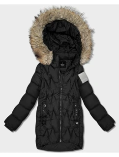 Černá dámská zimní bunda s kapucí Goodlookin (KK60563)