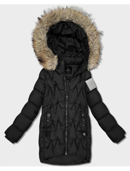 Černá dámská zimní bunda s kapucí Goodlookin (KK60563)