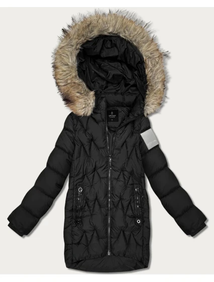 Černá dámská zimní bunda s kapucí Goodlookin (KK60563) Černá dámská zimní bunda s kapucí Goodlookin (KK60563)