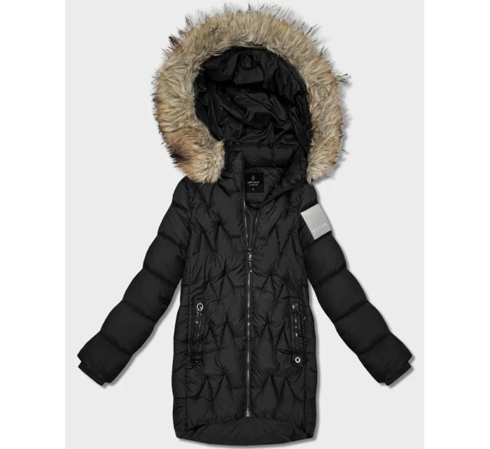 Černá dámská zimní bunda s kapucí Goodlookin (KK60563)