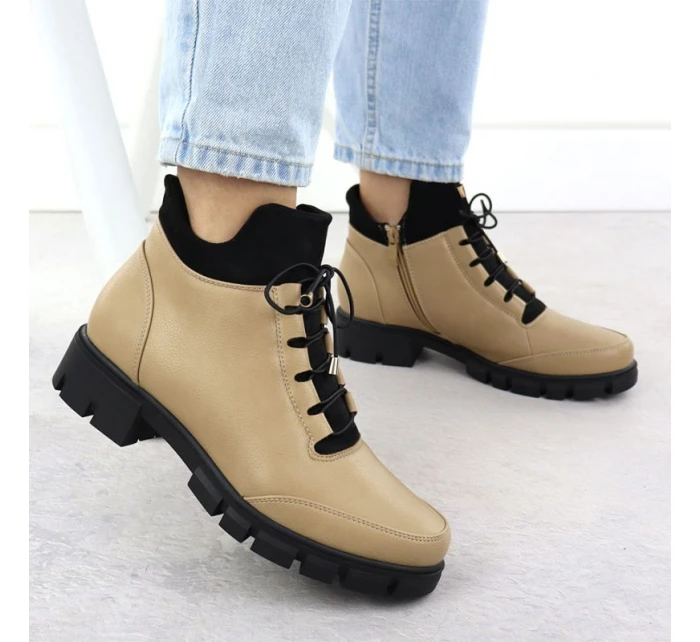 Béžové dámské boty model 21905622 - JEZZI Béžové dámské boty model 21905622 - JEZZI